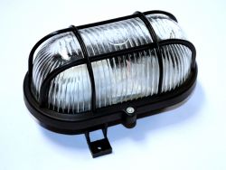 Hajólámpa 60W fekete műanyag rács TLH-08