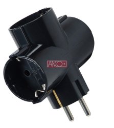 3-as Földelt T-Elosztó IP20 fekete 63384
250V 3x16A