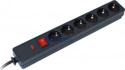 Commel túlfesz.véd. eloszt. 6-os 380-105
kapcsolóval,fekete,1,5m,16A 3500W
